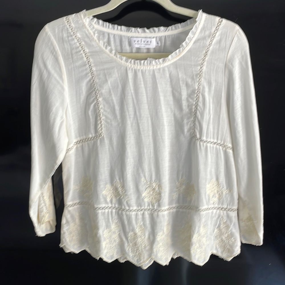 NWT Velvet Cream Top SZ S